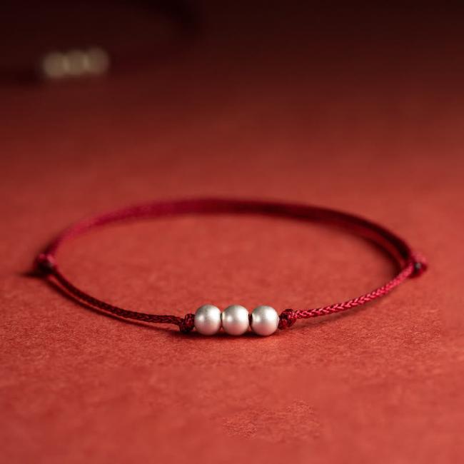 Anklet | 925 Sterling Silver Three Beads Protection String Bracelet Anklet Anklet Anklet