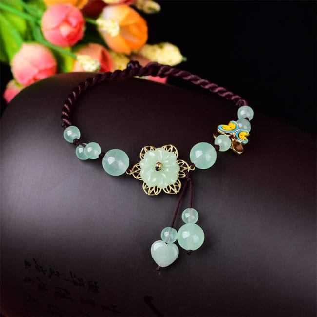 Anklet | Flower Jade Butterfly Luck Abundance Charm Anklet Anklet Anklet