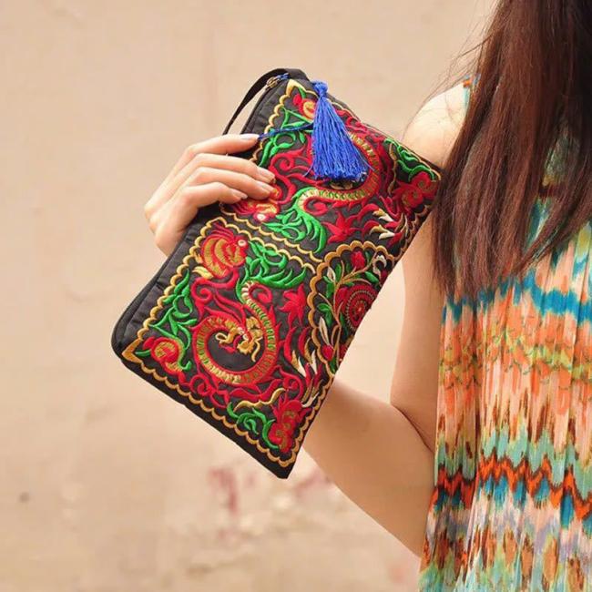 Bags | Dragon Butterfly Cosmos Flower Embroidery Wallet Shopping Purse Accessories Bags