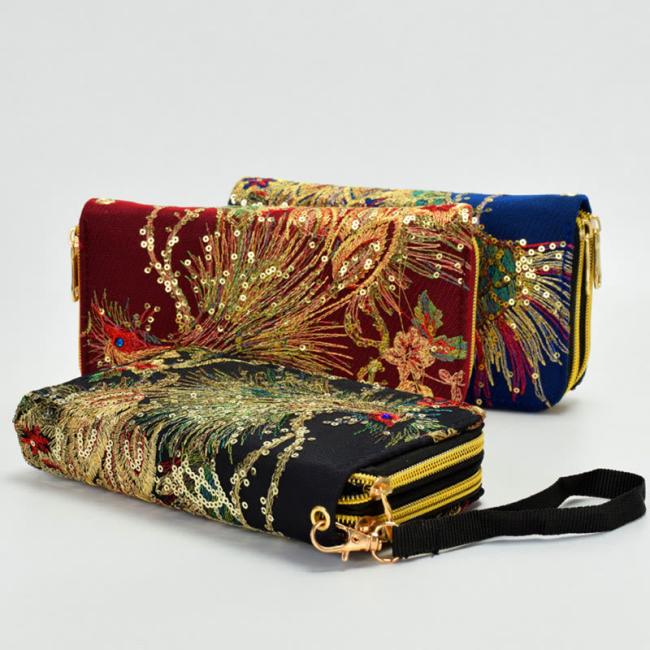 Bags | Peacock Double-sided Embroidery Cash Holder Wallet Shopping Purse Accessories Bags