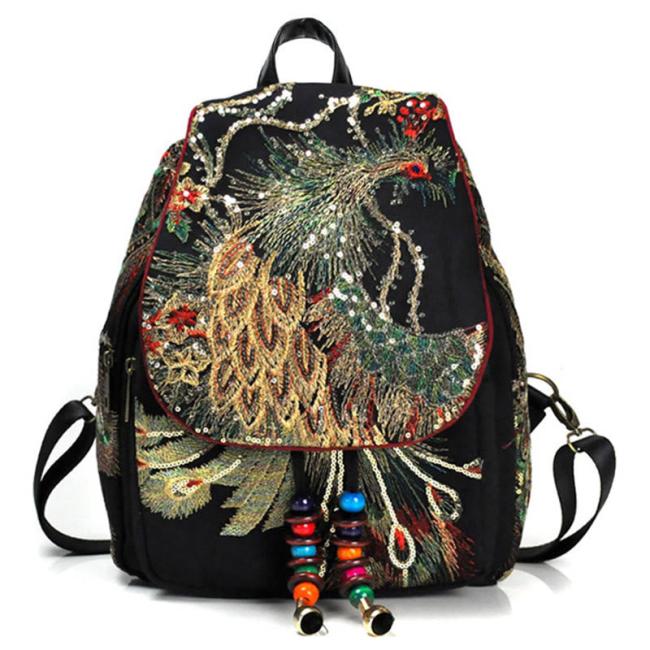 Bags | Peacock Embroidery Canvas Tassel Backpack Accessories Bags