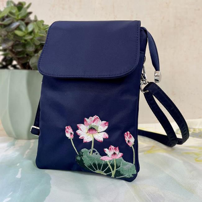 Bags | Waterproof Handmade Embroidered Lotus Flowers Crossbody Bag Shoulder Bag Cellphone Bag Accessories Bags