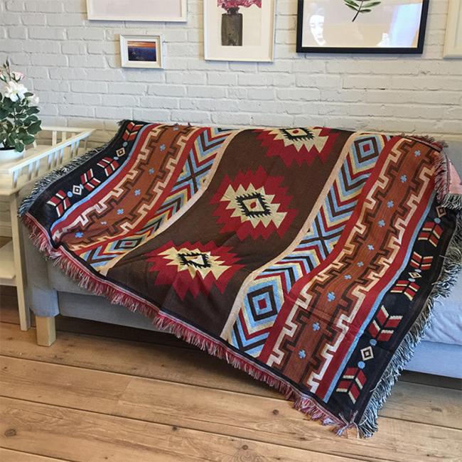 Blanket | Tibetan Geometric Hand-Dyed Craftsman Blanket Accessories Blanket