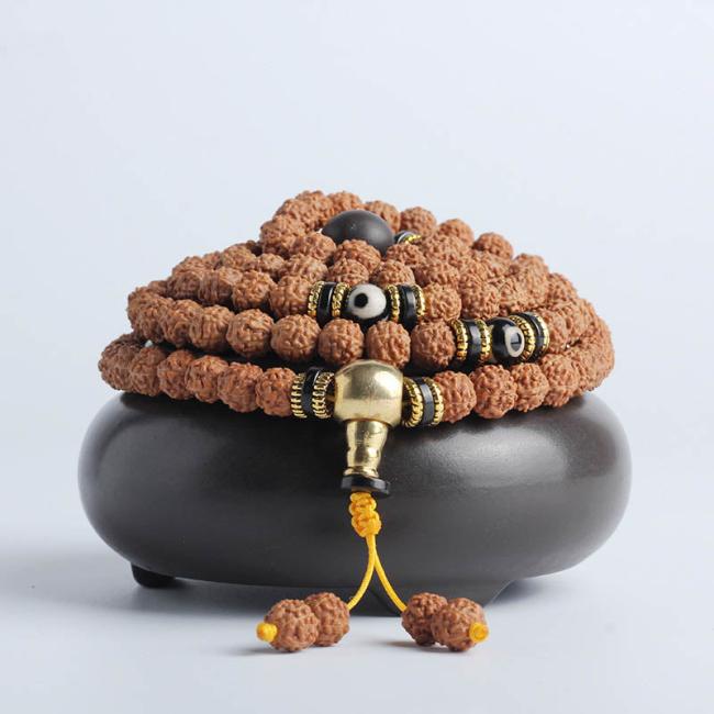 Bodhi Seed Malas | 108 Mala Beads Rudraksha Bodhi Seed Dzi Bead Luck Wealth Bracelet Bodhi Seed Malas Bodhi Seed Malas