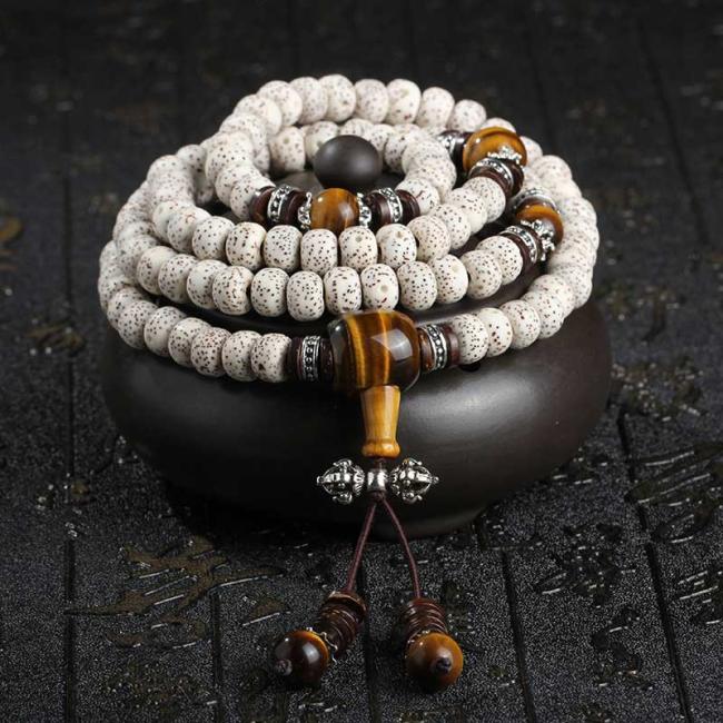 Bodhi Seed Malas | Handmade Tibetan Tiger Eye Bodhi Seed Peace Bracelet Bodhi Seed Malas Bodhi Seed Malas