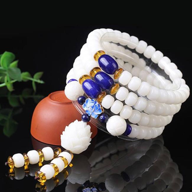 Bodhi Seed Malas | Tibetan Mala White Bodhi Seed Peace Bracelet Bodhi Seed Malas Bodhi Seed Malas