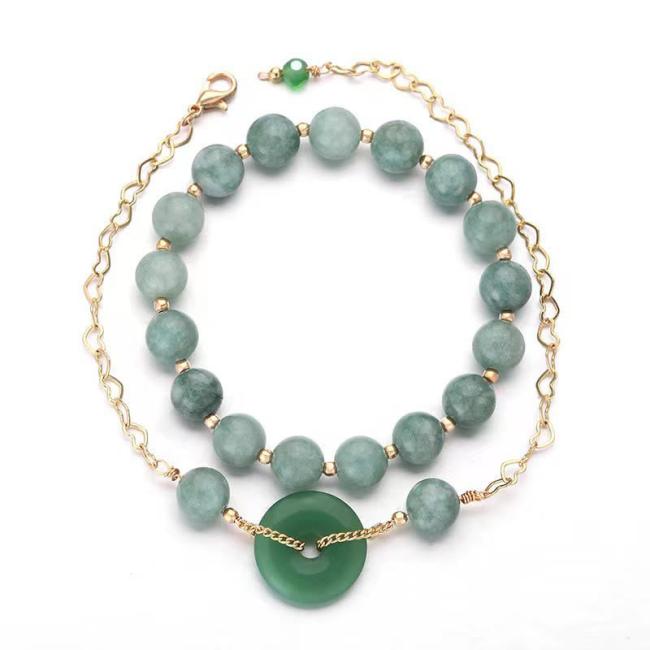 Bracelets | 2Pcs Round Jade Peace Buckle Prosperity Luck Bracelet Bracelets Bracelets