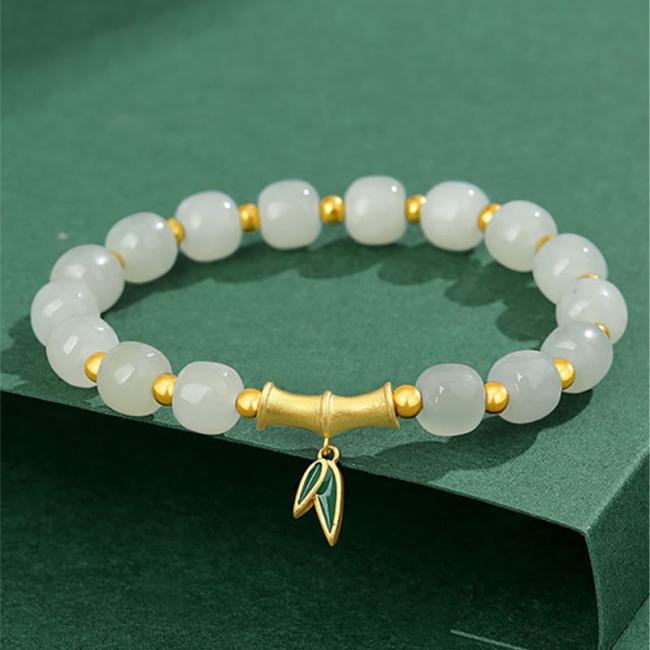 Bracelets | 925 Sterling Silver Hetian White Jade Bamboo Luck Bracelet Bracelets Bracelets