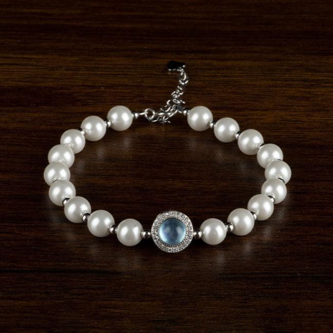 Bracelets | 925 Sterling Silver Pearl Blue Chalcedony Healing Chain Bracelet Ring Bracelets Bracelets