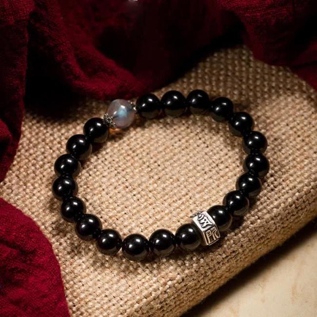 Bracelets | Chinese Zodiac Natal Buddha 925 Sterling Silver Black Obsidian Moonstone Strength Bracelet Bracelets Bracelets