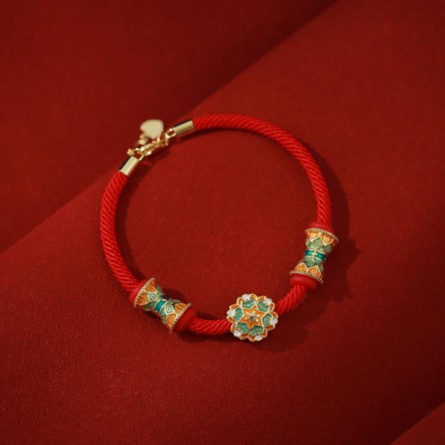 Bracelets | Dunhuang 925 Sterling Silver Lotus Drum New Beginning Red Rope Bracelet Bracelets Bracelets