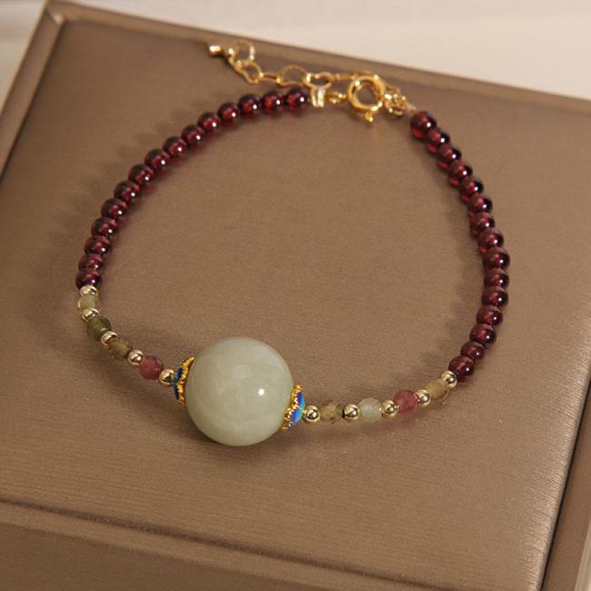 Bracelets | Garnet Jade Bead Peace Buckle Protection Bracelet Bracelets Bracelets