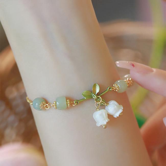 Bracelets | Green Jade Bead Lily of the Valley Prosperity Chain Bracelet Bracelets Bracelets