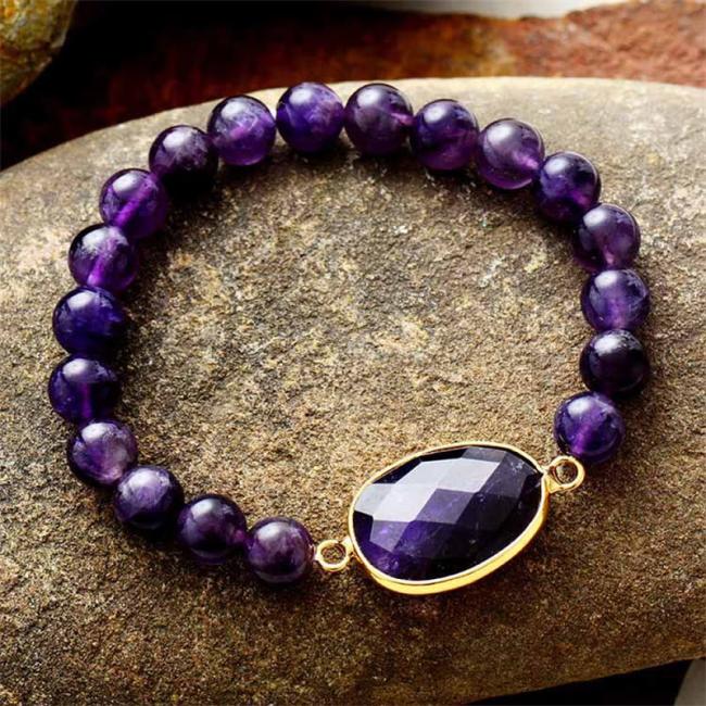 Bracelets | Natural Amethyst Crystal Balance Marquise Pattern Bracelet Bracelets Bracelets