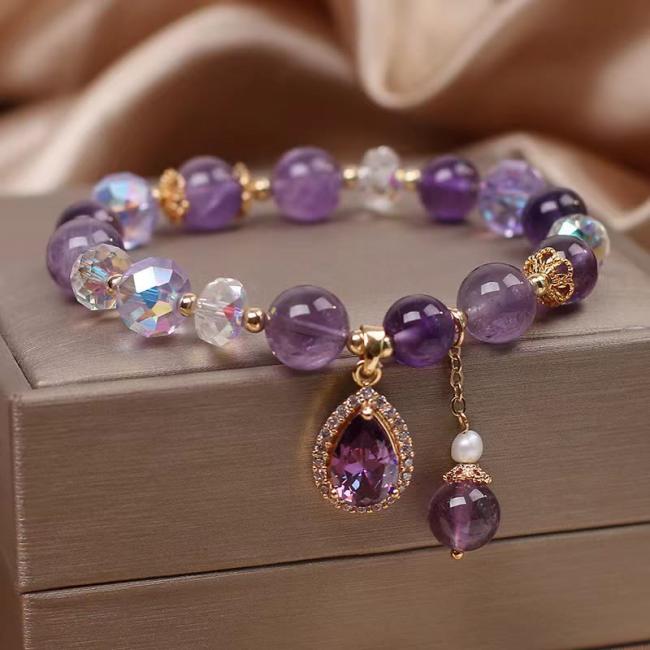 Bracelets | Natural Amethyst Zircon Love Heart Healing Soul Charm Bracelet Bracelets Bracelets