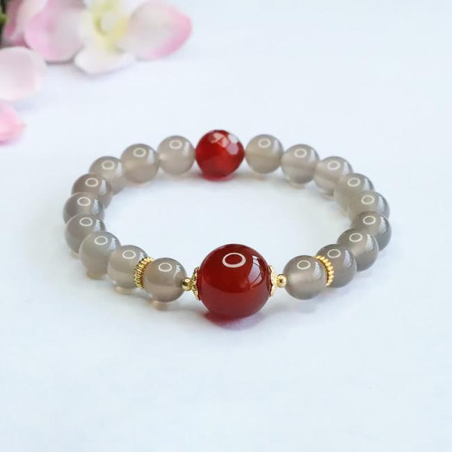 Bracelets | Natural Gray Chalcedony Red Agate Harmony Bracelet Bracelets Bracelets