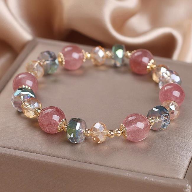 Bracelets | Natural Strawberry Quartz Colorful Crystal Positive Bracelet Bracelets Bracelets