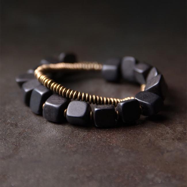 Bracelets | Tibetan Ebony Wood Copper Peace Double Wrap Bracelet Bracelets Bracelets