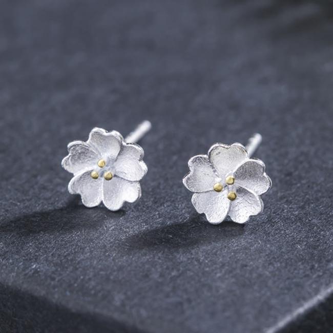 Earrings | 925 Sterling Silver Cherry Blossoms Floral Calm Stud Earrings Earrings Earrings