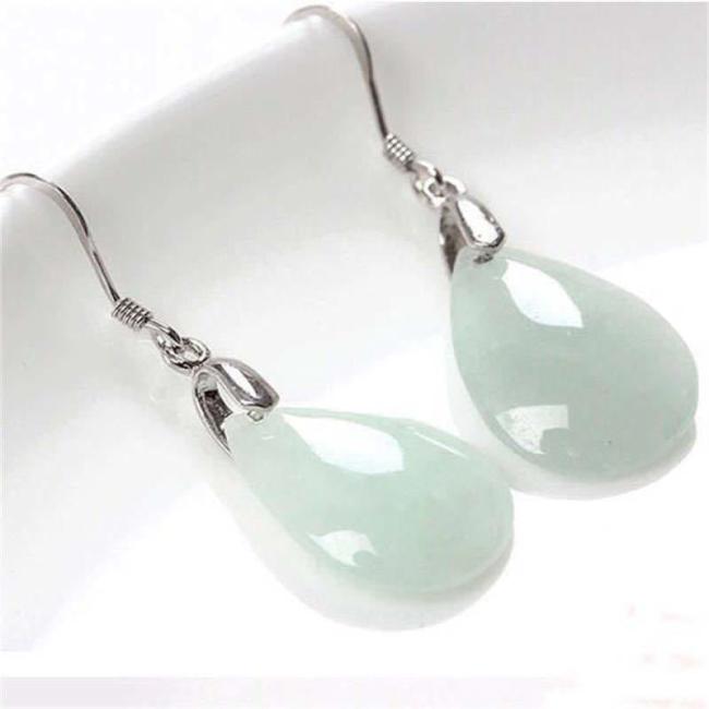 Earrings | 925 Sterling Silver Jade Water Drop Luck Dangle Earrings Earrings Earrings