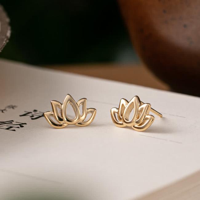 Earrings | 925 Sterling Silver Lotus Flower Blessing Earrings Earrings Earrings