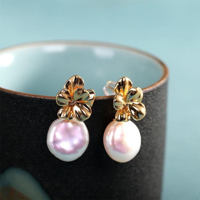 Earrings | 925 Sterling Silver Natural Baroque Pearl Flower Healing Drop Earrings Earrings Earrings