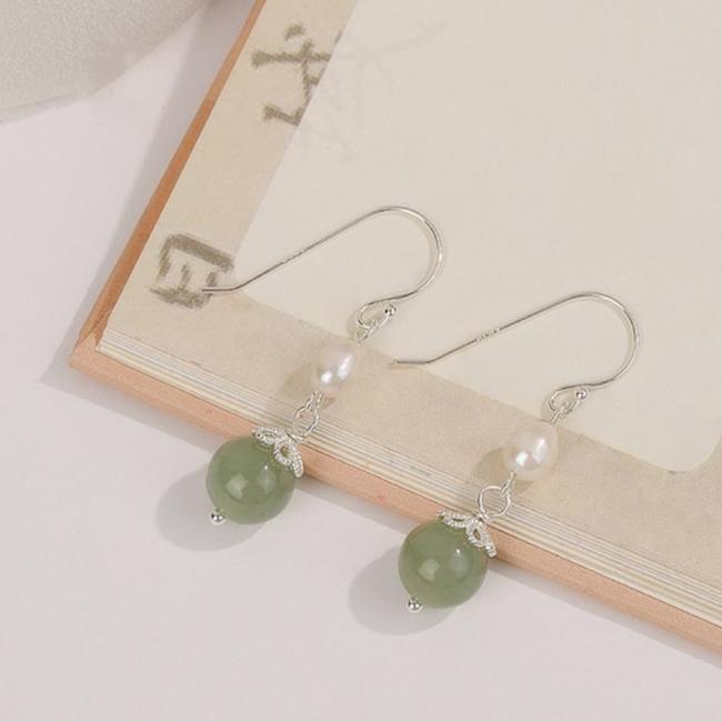 Earrings | 925 Sterling Silver Natural Pearl Jade Wisdom Earrings Earrings Earrings