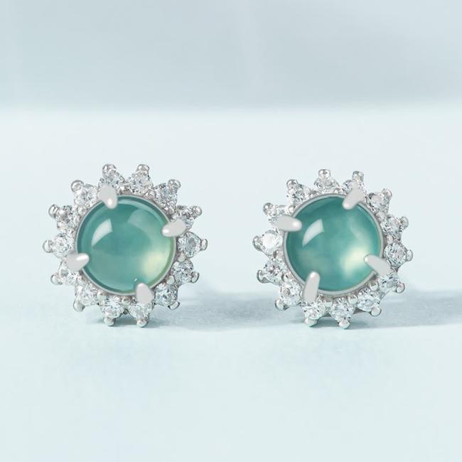 Earrings | 925 Sterling Silver Round Jade Luck Abundance Stud Earrings Earrings Earrings