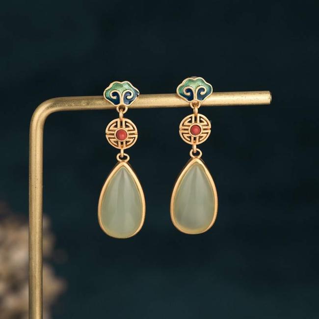 Earrings | FengShui Jade Double Happiness Fortune Earrings Earrings Earrings