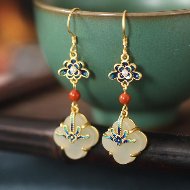 Earrings | Lucky Four Leaf Clover Jade Abundance Copper Earrings Earrings Earrings