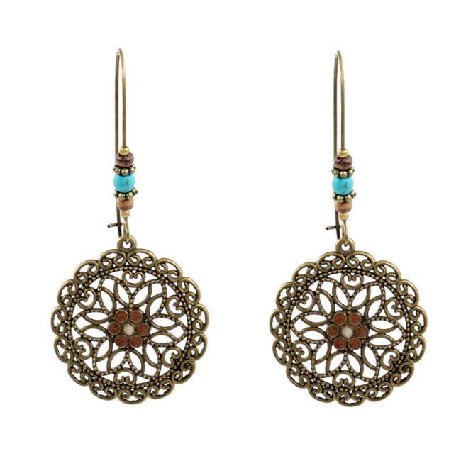 Earrings | Round Flower Design Luck Dangle Drop Earrings Earrings Earrings