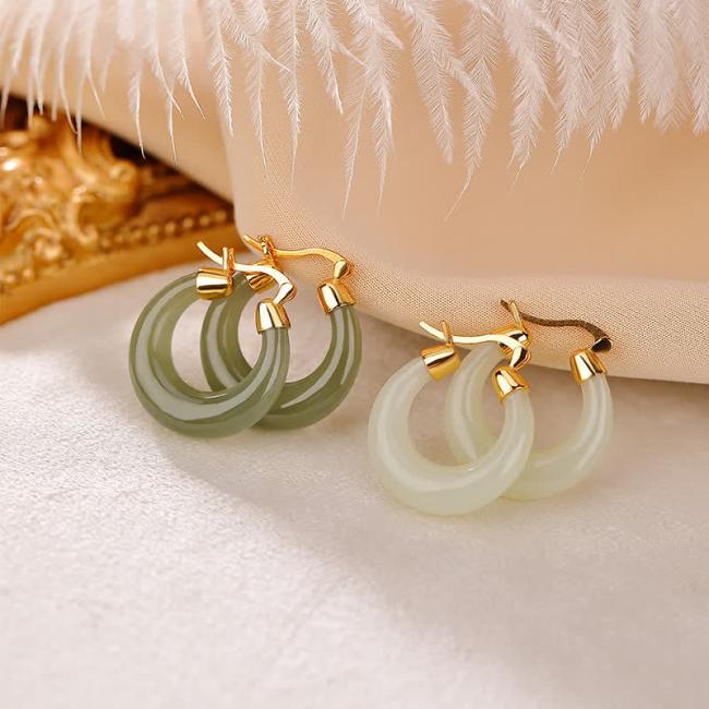 Earrings | Round Jade Cyan Jade Prosperity Luck Drop Earrings Earrings Earrings