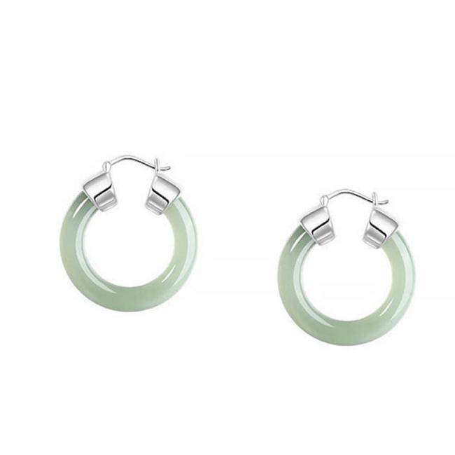 Earrings | Round Jade White Jade Prosperity Earrings Earrings Earrings