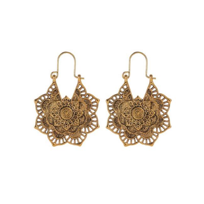 Earrings | Tibetan Lotus Engraving Copper Blessing Drop Earrings Earrings Earrings