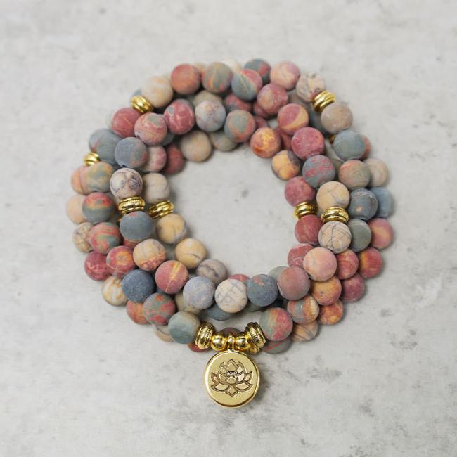 Gemstone Malas | 108 Mala Beads Picasso Jasper Stone Courage Energy Bracelet Mala Beads Gemstone Malas