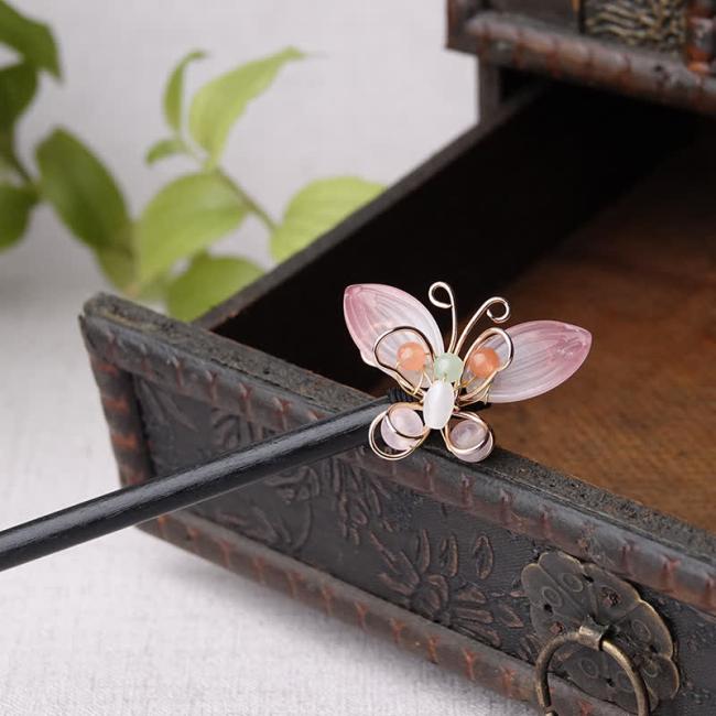 Hairpin | Ebony Wood Butterfly Balance Hairpin Decoration Hairpin Hairpin