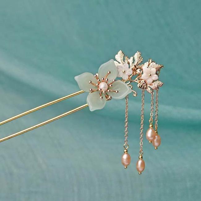 Hairpin | Pearl Flower Charm Peace Happiness Hairpin Decoration Hairpin Hairpin