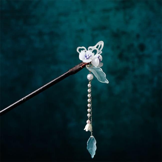 Hairpin | Pearl Flower Leaf Butterfly Happiness Hairpin Hairpin Hairpin