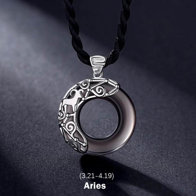 Necklaces & Pendants | 12 Constellations of the Zodiac Ice Obsidian Blessing Round Pendant Necklace Jewelry Necklaces & Pendants