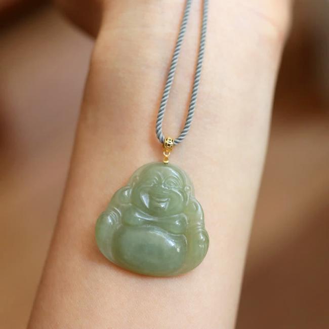 Necklaces & Pendants | 18K Gold Laughing Buddha Jade Abundance Necklace String Pendant Jewelry Necklaces & Pendants