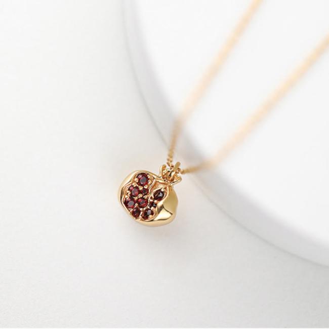 Necklaces & Pendants | 925 Sterling Silver 18k Gold Plated Pomegranate Garnet Crystal Passion Charm Necklace Pendant Jewelry Necklaces & Pendants