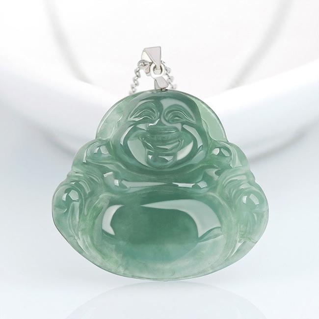 Necklaces & Pendants | 925 Sterling Silver Laughing Buddha Jade Protection Calm Necklace Chain Pendant Jewelry Necklaces & Pendants