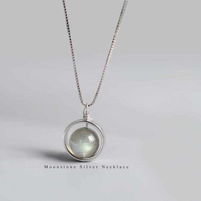 Necklaces & Pendants | 925 Sterling Silver Moonstone Love Planet Rotatable Pattern Necklace Pendant Jewelry Necklaces & Pendants