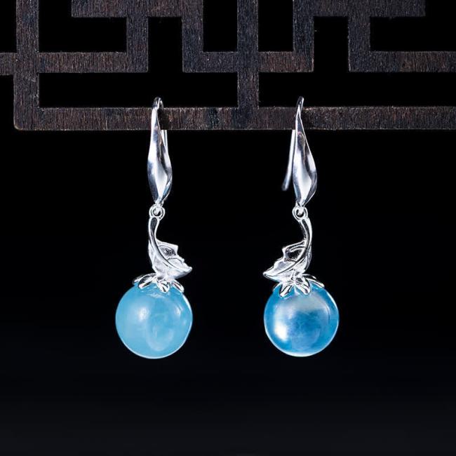 Necklaces & Pendants | 925 Sterling Silver Natural Aquamarine Leaf Flower Peace Earrings Necklace Earrings Earrings