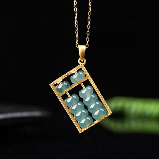 Necklaces & Pendants | 925 Sterling Silver Natural Jade Abacus Pattern Abundance Necklace Pendant Jewelry Necklaces & Pendants