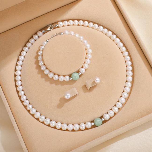 Necklaces & Pendants | 925 Sterling Silver Natural Pearl Jade Healing Necklace Bracelet Earrings With Gift Box Earrings Earrings