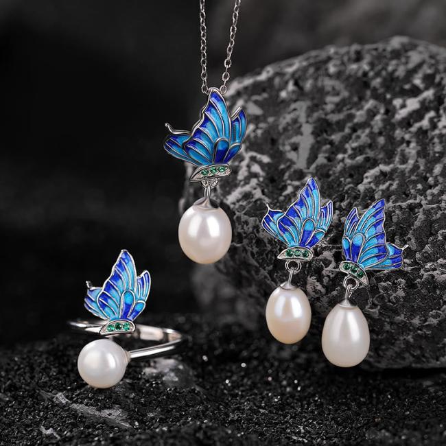 Necklaces & Pendants | 925 Sterling Silver Pearl Butterfly Healing Necklace Pendant Earrings Ring Earrings Earrings