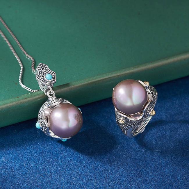 Necklaces & Pendants | 925 Sterling Silver Shell Bead Pearl Healing Necklace Pendant Ring Set Jewelry Necklaces & Pendants