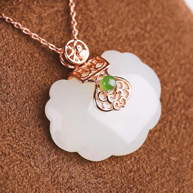 Necklaces & Pendants | 925 Sterling Silver White Jade Blessing Happiness Necklace Chain Pendant Jewelry Necklaces & Pendants