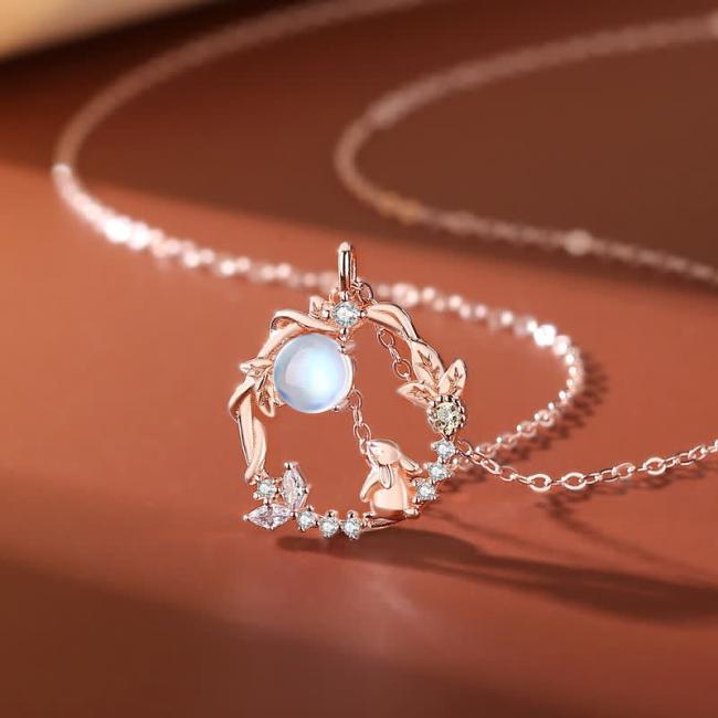 Necklaces & Pendants | 925 Sterling Silver Year of the Rabbit Moonstone Moon Flower Pattern Necklace Pendant Bracelet Earrings Earrings Earrings